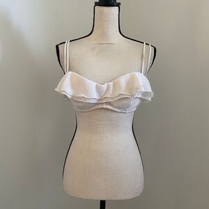 Gilligan White Ruffled Underwire‎ Bra size 38C Padded Crop Top Festival Beach